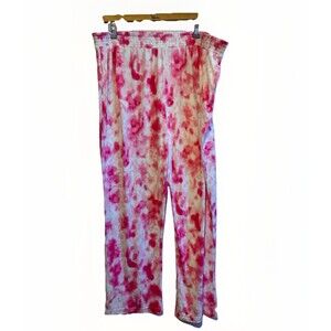 BumbleBella Jill Martin Pink Tie Dye Lounge Pants XL Stretch Pull On